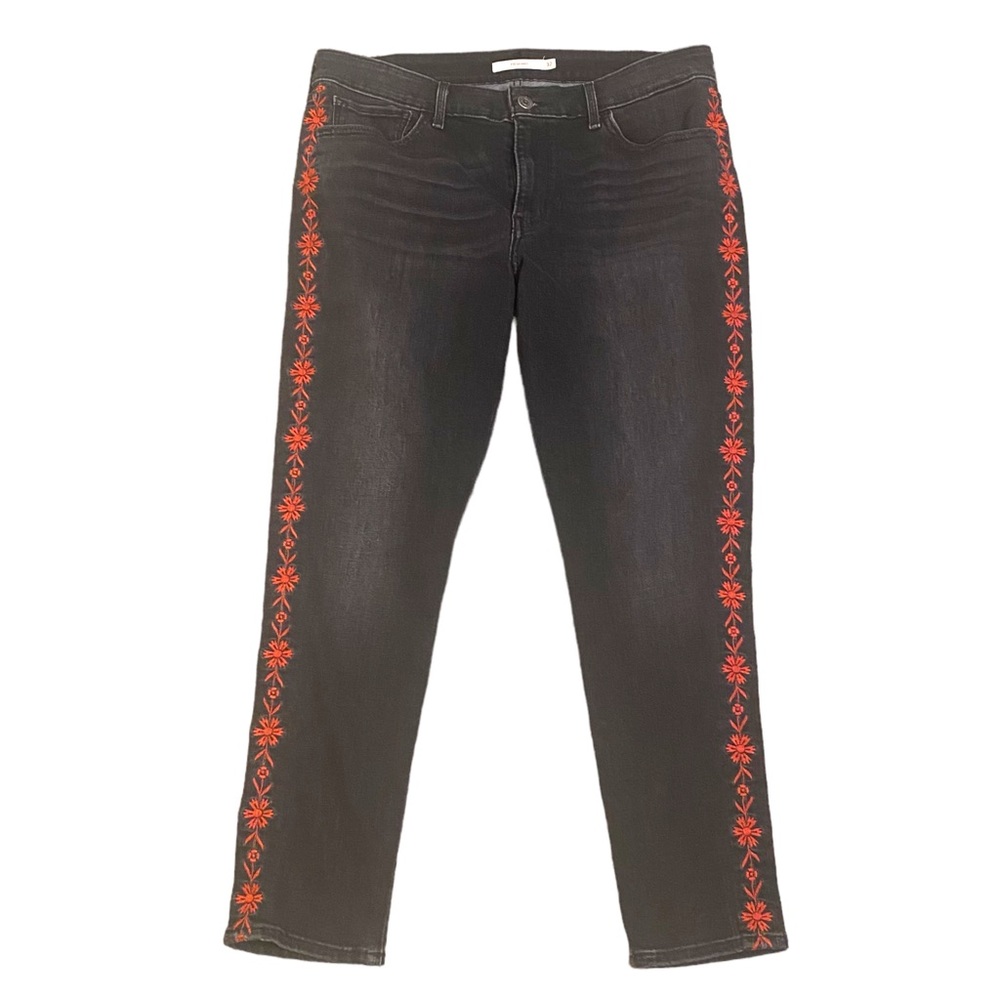 Levi's Embroidered Black 711 Skinny Jeans Size 32